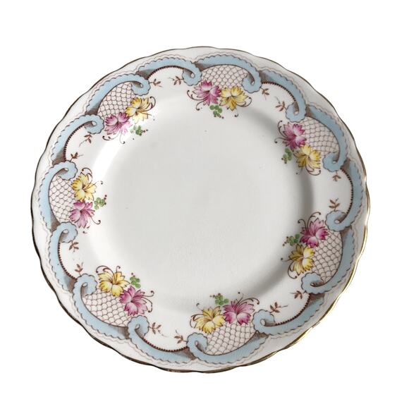 Vintage MCM Avalon Fine English Bone China Floral Dessert Plate Gold Trim C9048 - Picture 2 of 10
